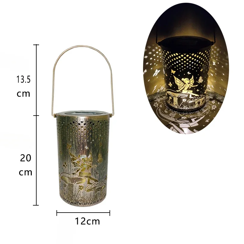 Solar Powered Courtyard Lawn Projection Lamp Garden Atmosphere Landscape Decoration Hollow Iron Lamp Projection Lamp