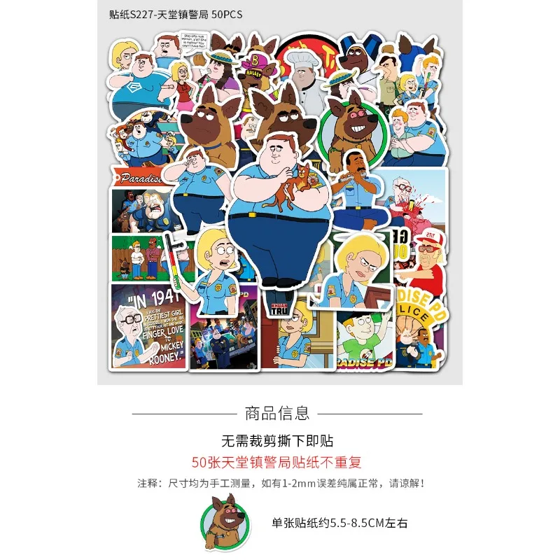 Autocollants décoratifs Graffiti créatifs Paradis PD, 50 pièces, personnalité de dessin animé