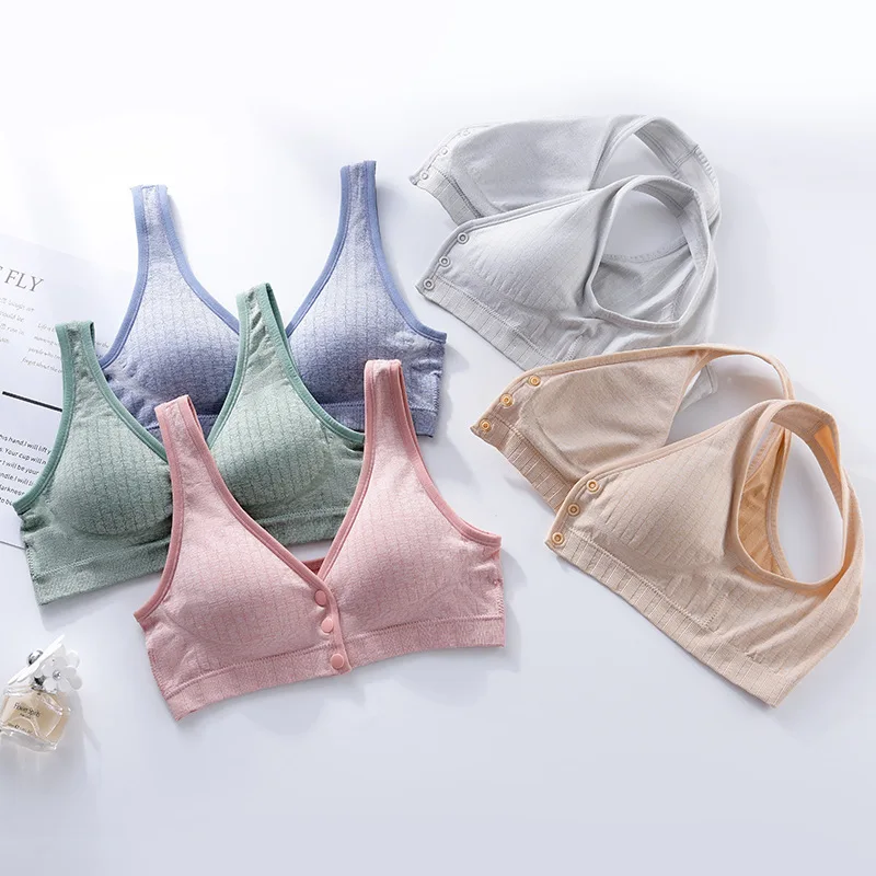 Front Buckle Unwireded Nursing Underwear, New Wide Shoulder Straps, Large Maternity Bra, Confinement Breastfeeding Bra