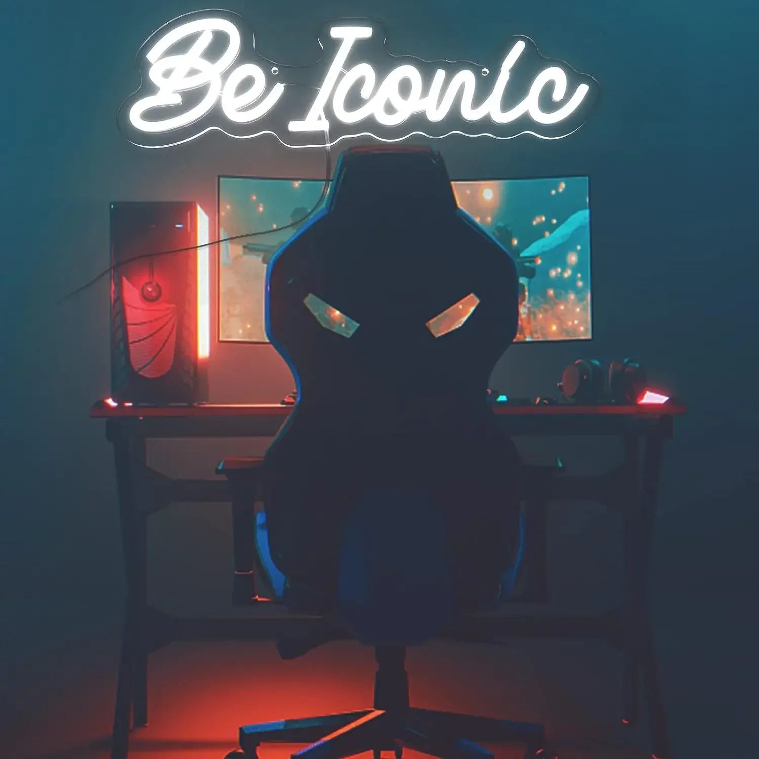 Be Iconic White Led Letter Neon Light Sign Iconic Neon Signs for Wall Decor Shop Bar Pub Game Room Decor camera da letto Birthday Decor