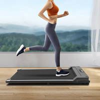 Grey Treadmill for Home, 1.0HP Treadmill with Remote Control and LED Display Screen, Compact Treadmill, 220.46lbs Capacity