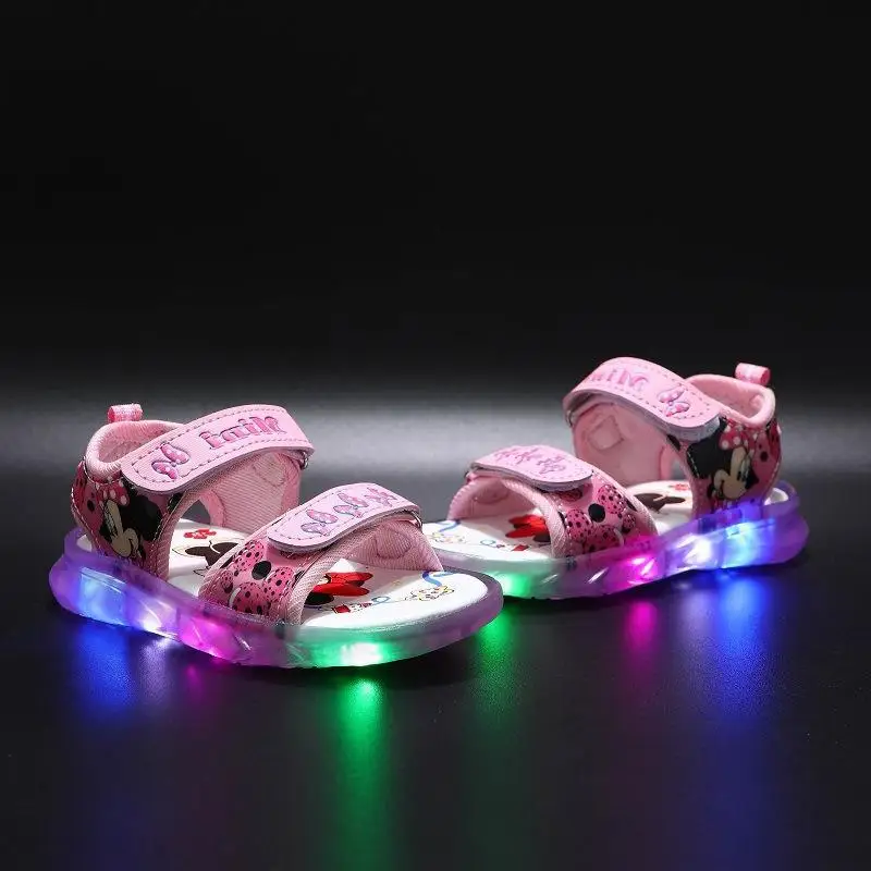 Sandali per bambini estivi Boutique di moda illuminazione a Led scarpe per bambini stampato cartone animato carino sandali da spiaggia sportivi per