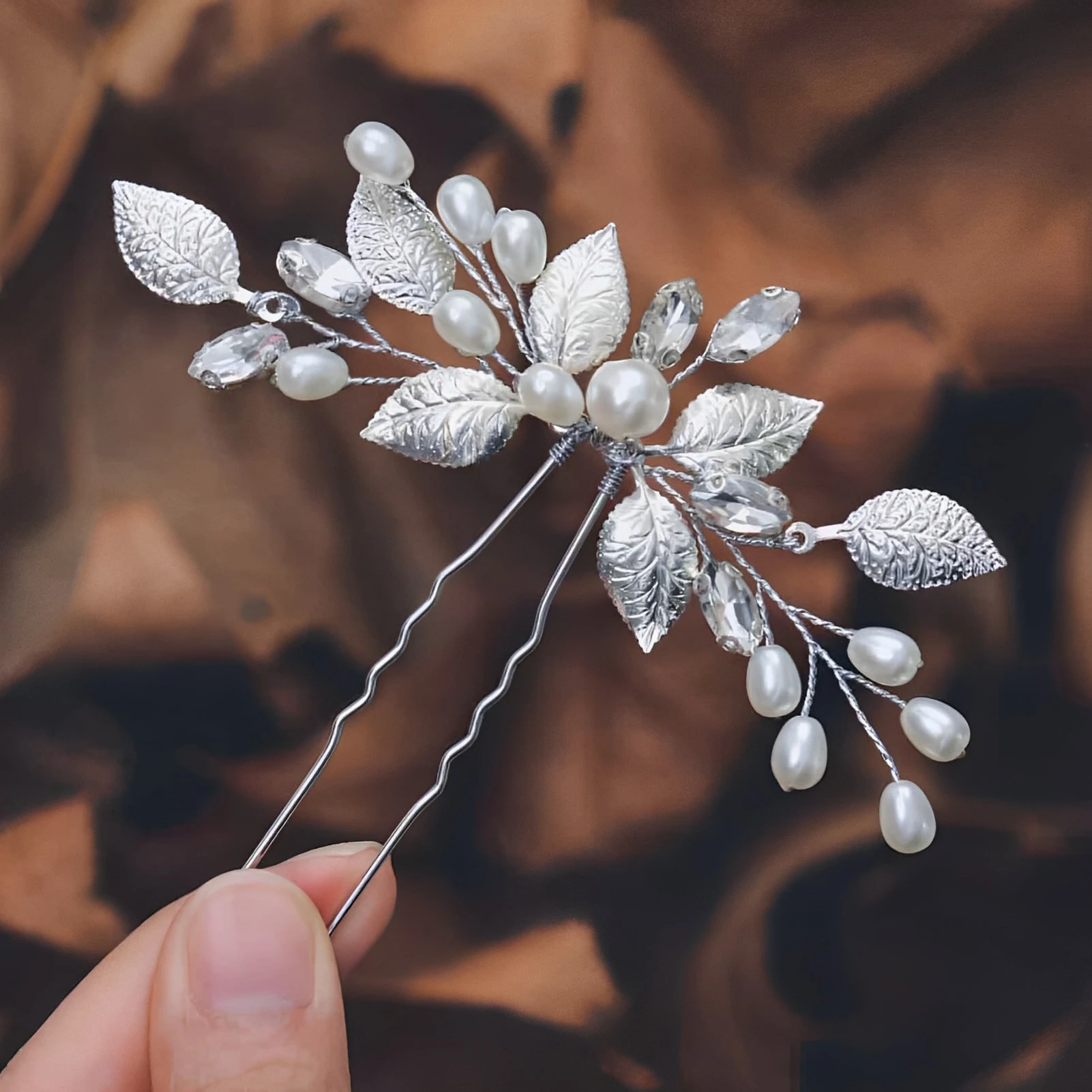 Épingle à cheveux en forme de U en argent pour femme, pince à cheveux perle, document simple, patients, accessoires pour cheveux de mariage, bijoux de fiançailles