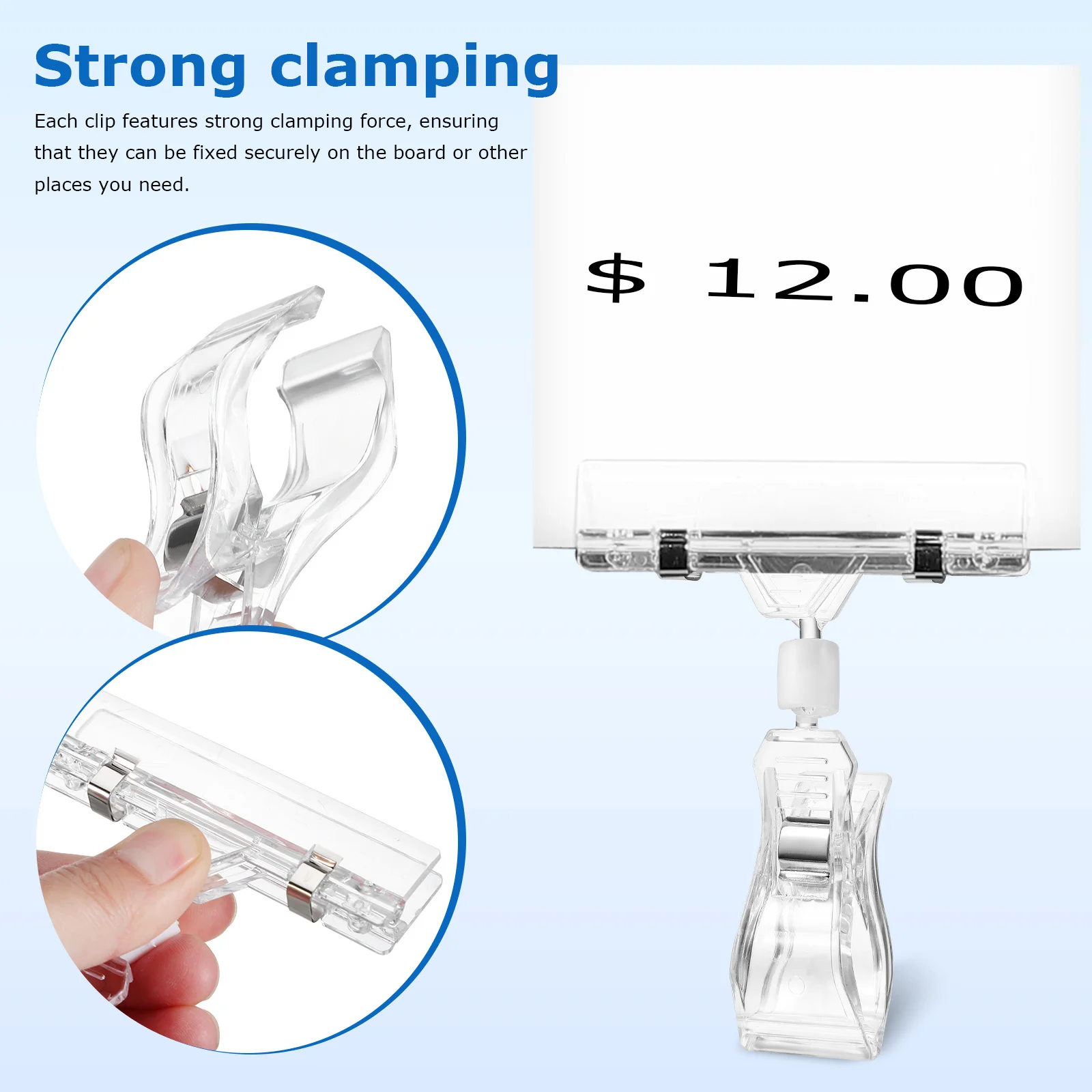 40pcs Poster Clips Rotatable Double Sided Sign Holders For Price Tags Shelf Label Retail Display Table Number Clamp