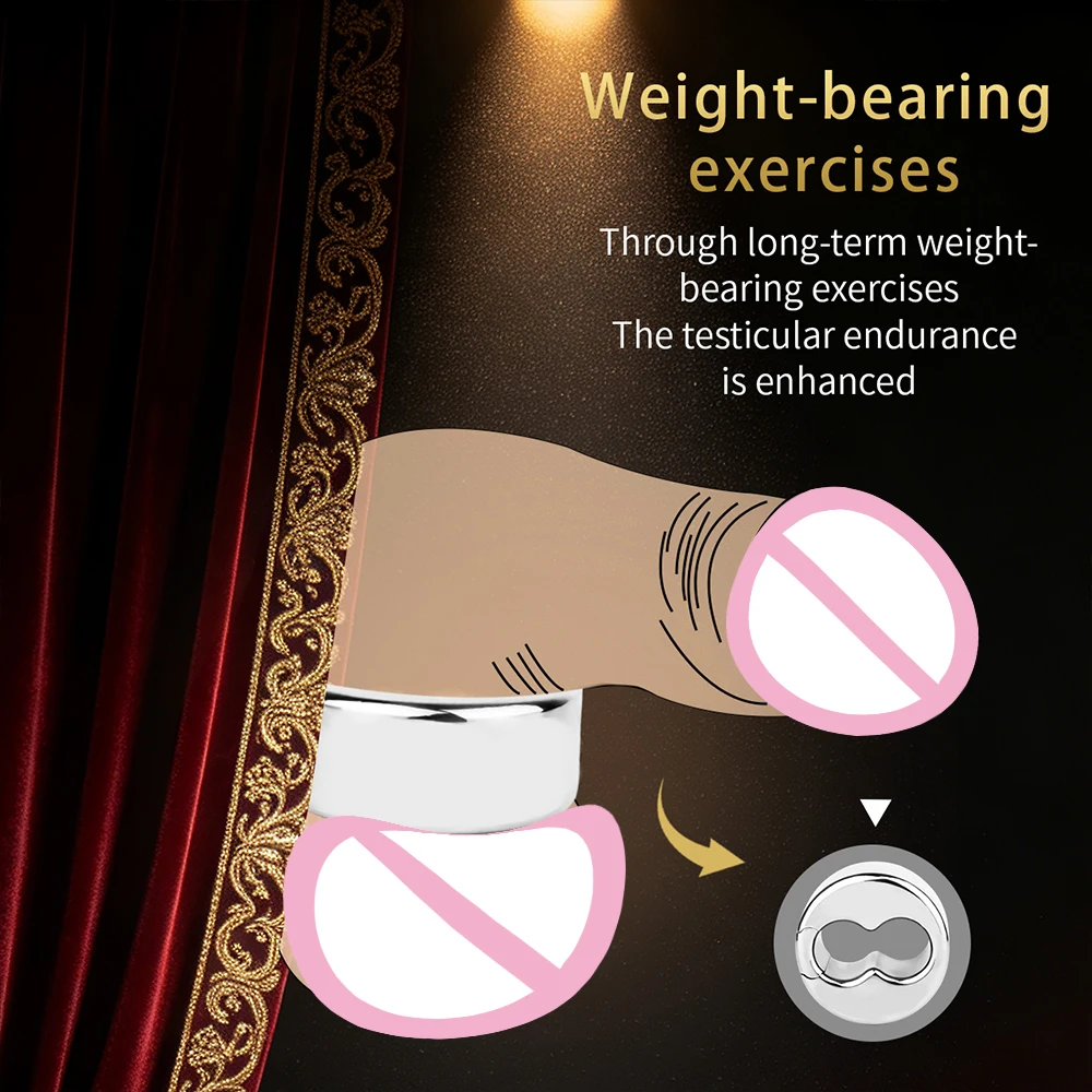 ORALSX Stainless Steel Ball Ring Stretcher Heavy Penis Ring Cock Weighted Exercise Scrotum Pendant Male Bondage Sex Toys Adult view 2