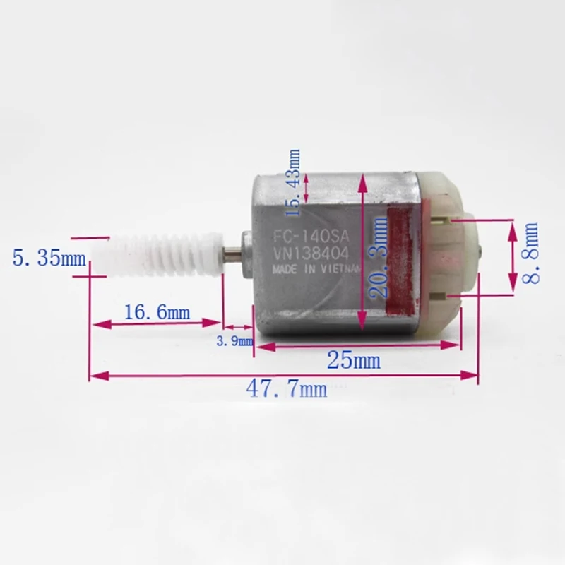 Mabuchi FC-140SA Mini 20mm Electric Motor DC 12V Worm Gear Shaft Car Door Lock Actuator Folding Rearview Mirror Repair Motor