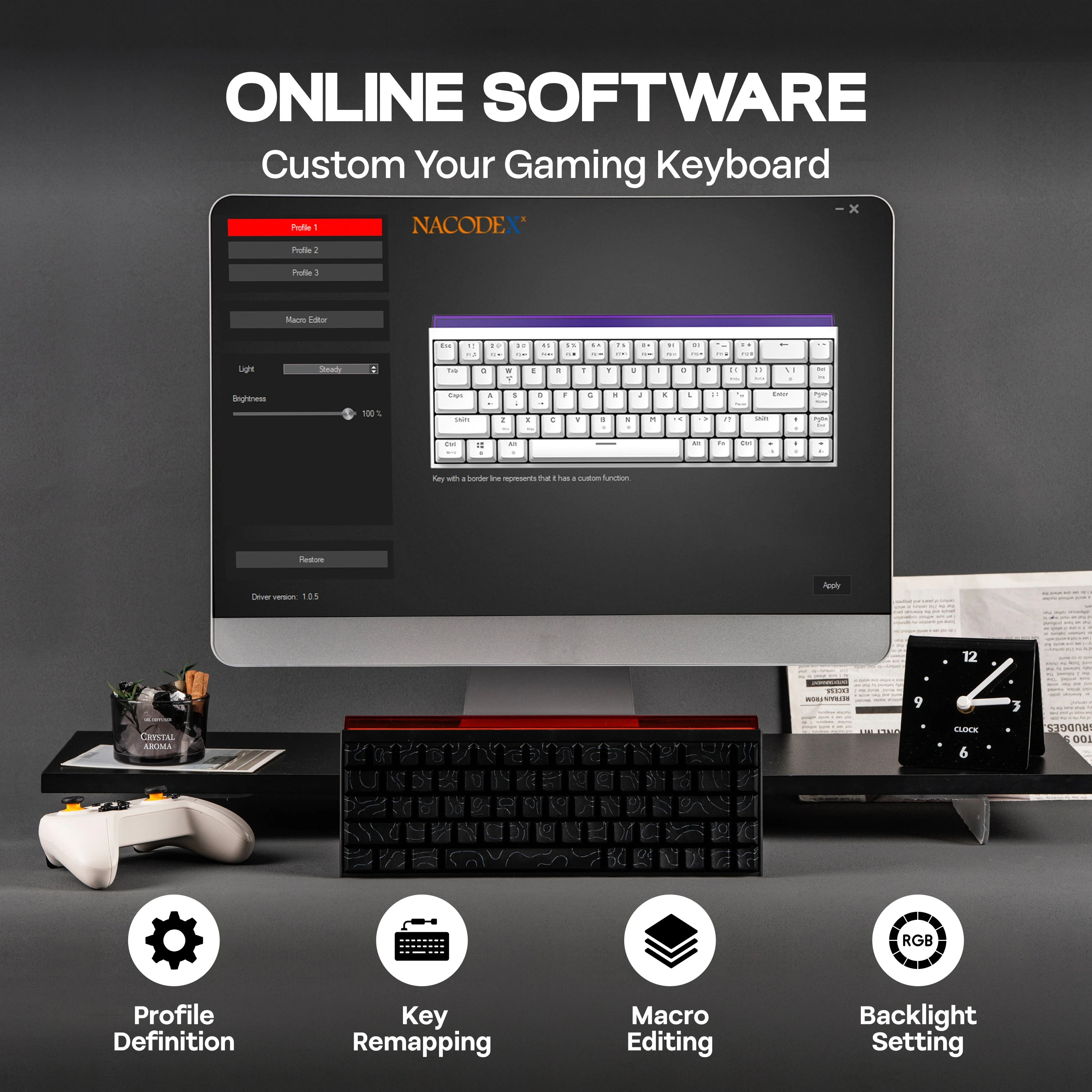 Ajazz nk68 65% teclado mecânic - Keyboard Gaming Mac avaliação e preço