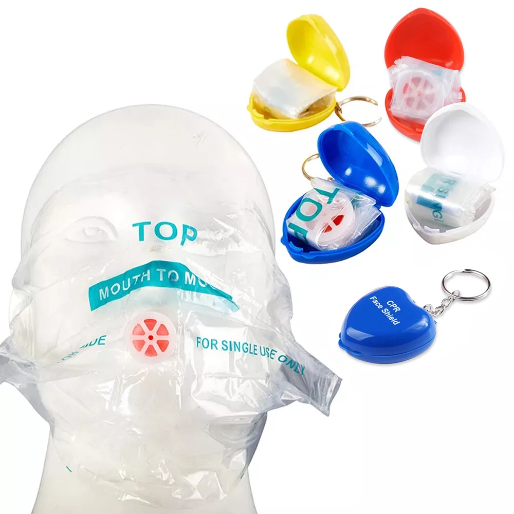 

1PC CPR Mask CPR Face Shield For CPR Resuscitator With One-way Keychain Key Ring Heart Shape First Aid Rescue Kit