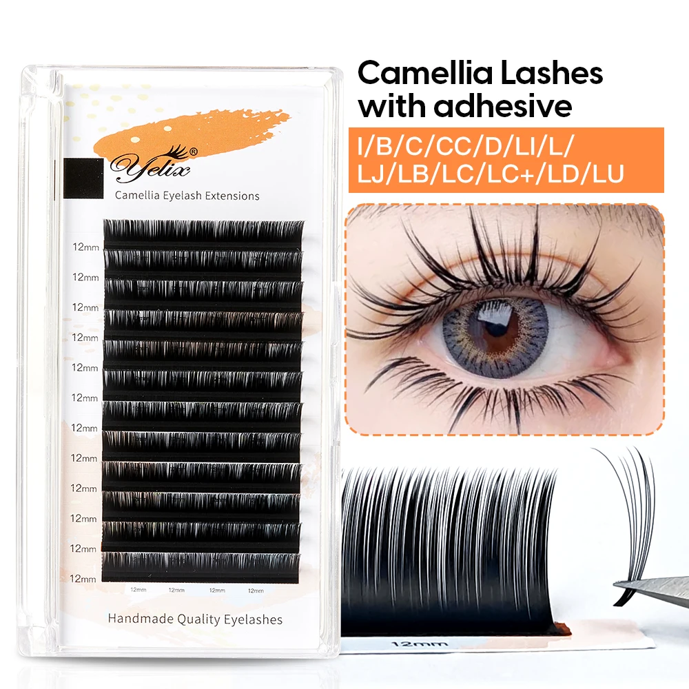 Yelix Camellia Lashes с клеем LC LB LJ C D Curl Eyelashes Натуральные мягкие наращивание ресниц Русский объем Индивидуальные ресницы