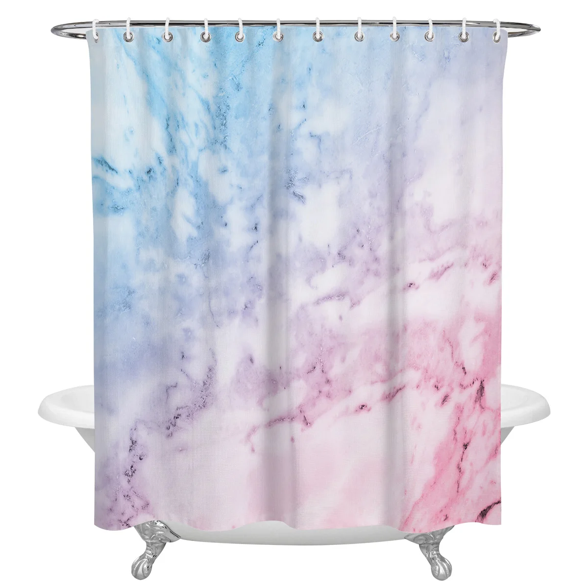 Blue Pink Marble Waterproof Bathroom Decoration Shower Curtain With Hook Printed Bathtub Curtains Bathroom Accessories