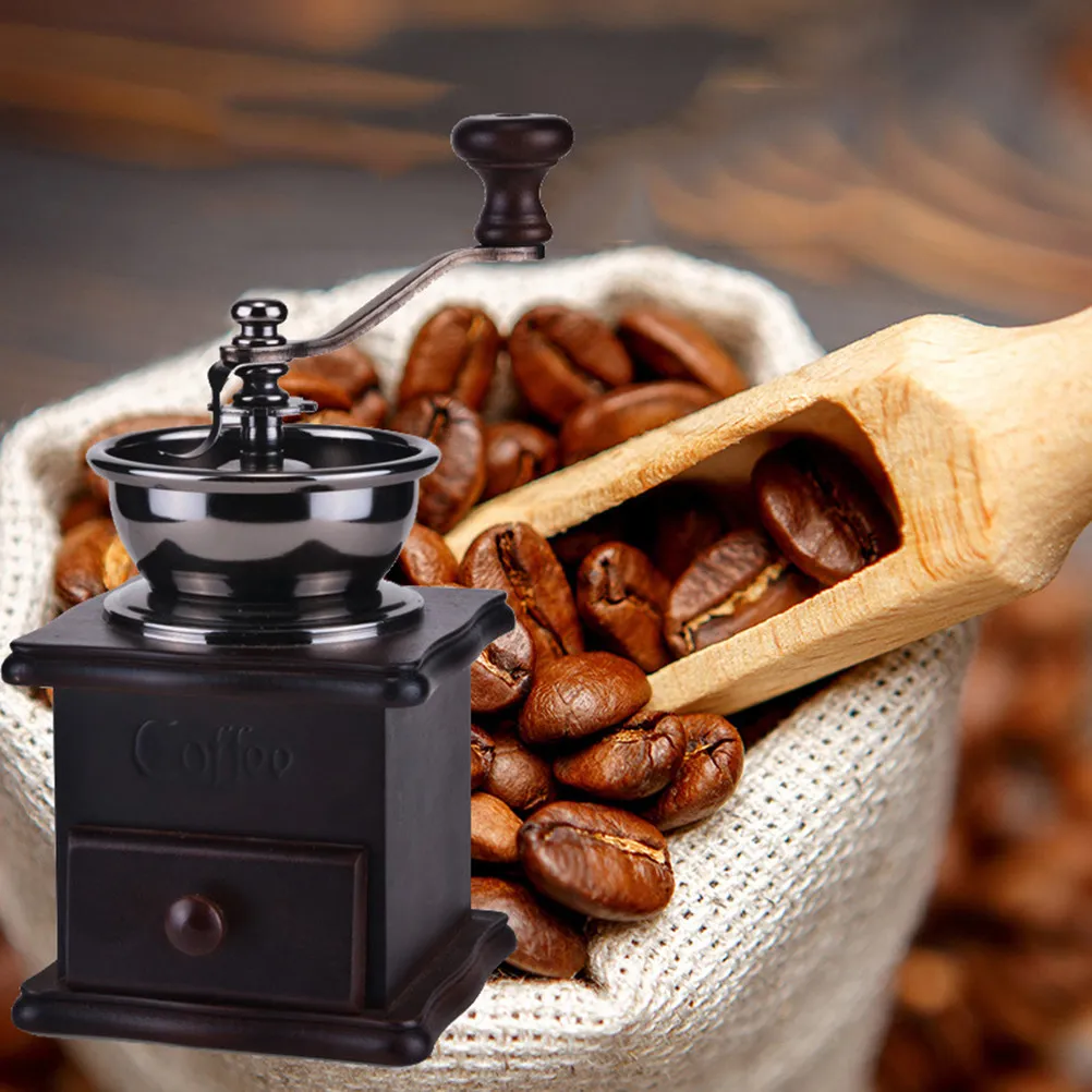 Classic Hand Coffee Grinder Ceramic Burr Mill for Beans Adjustable Consistency Stylish Wooden Body Gift for Coffee Lovers