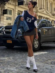 Deeptown Streetwear Y2k Grafische T-shirts Vrouwen Oversized Vintage Off Schouder Tees Harajuku Brief Gedrukt Korte Mouw Tops