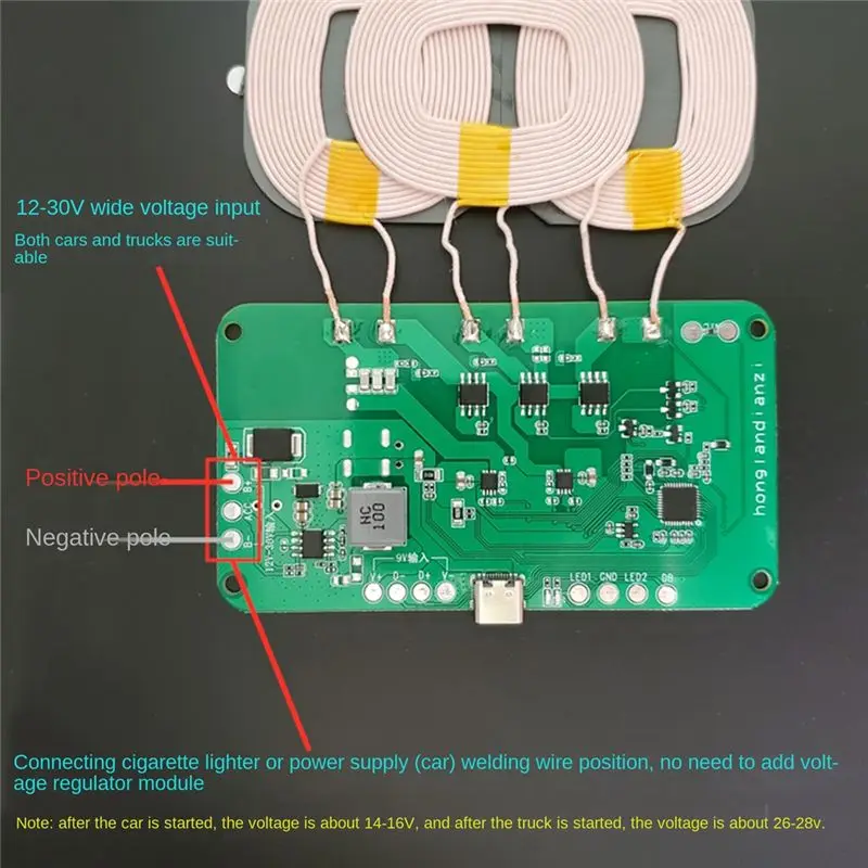 A003 15W 12V 5V 2A Wireless Fast Charger Charging Transmitter Module Circuit Board 5W/10W/15W Coil Receiver for CAR