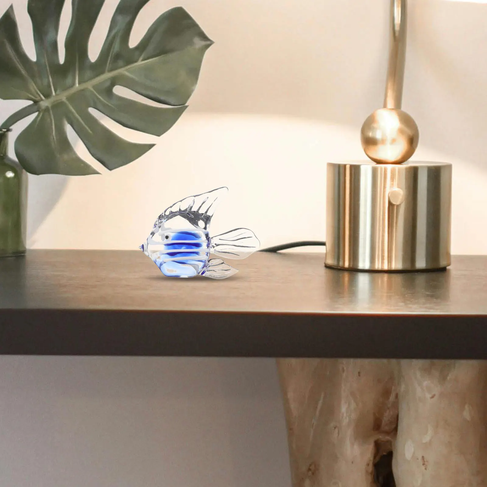 Hand Blown Glass Fish Sculpture Ocean Inspired Decor Coastal Nautical Home Office Desk Aquarium Ornament Glass Fish Figurines