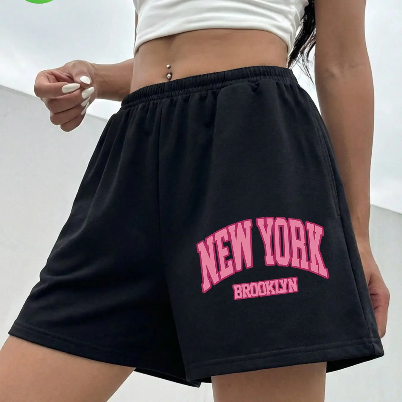 

2026 New Summer Letter New York Print Drawstring Shorts for Women Loose Fit Suitable for Fitness and Home Wear