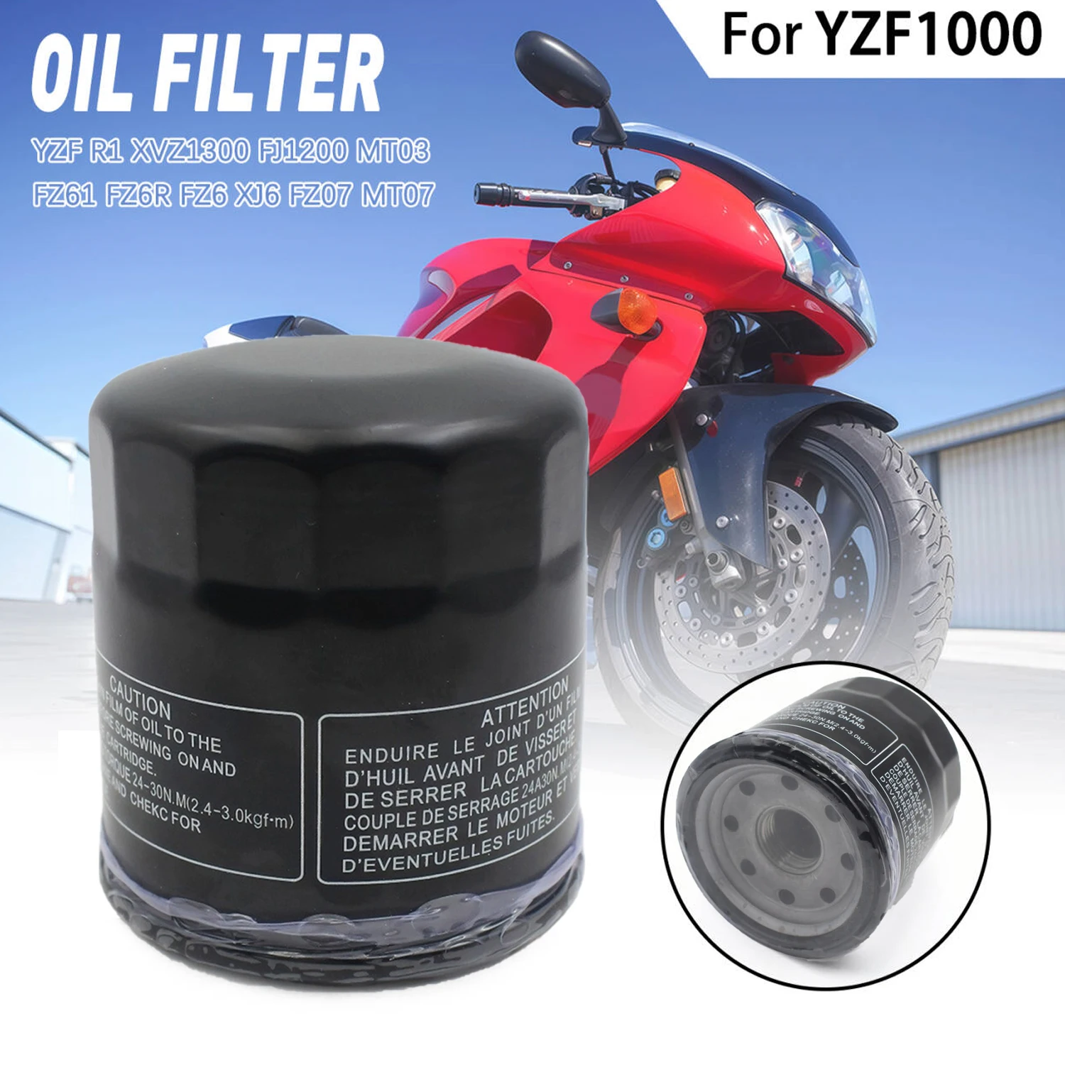 Motorcycle Oil Filter For Yamaha YZF1000 YZF R1 XVZ1300 FJ1200 MT03 FZ61 FZ6R FZ6 XJ6 FZ07 MT07 XSR700 XSR900 FZ8 FJ09 FZ09 MT09