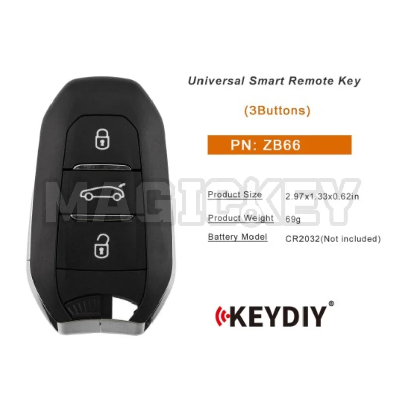 KEYDIY KD ZB66 ZB66-3 Universal Smart Remote Key 3 Buttons Support 46 47 48 49 4A Models for Peugeot Citroen DS Type