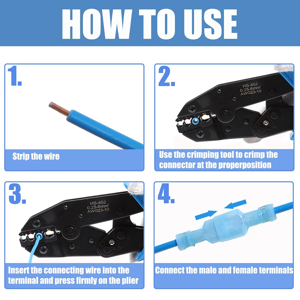 Nylon Spaten Connector Kit Crimpen Werkzeug Schnell Trennen Enden Elektrische Automotive Isolierte Männlich Weiblich Draht Crimp Terminal – Detail 6
