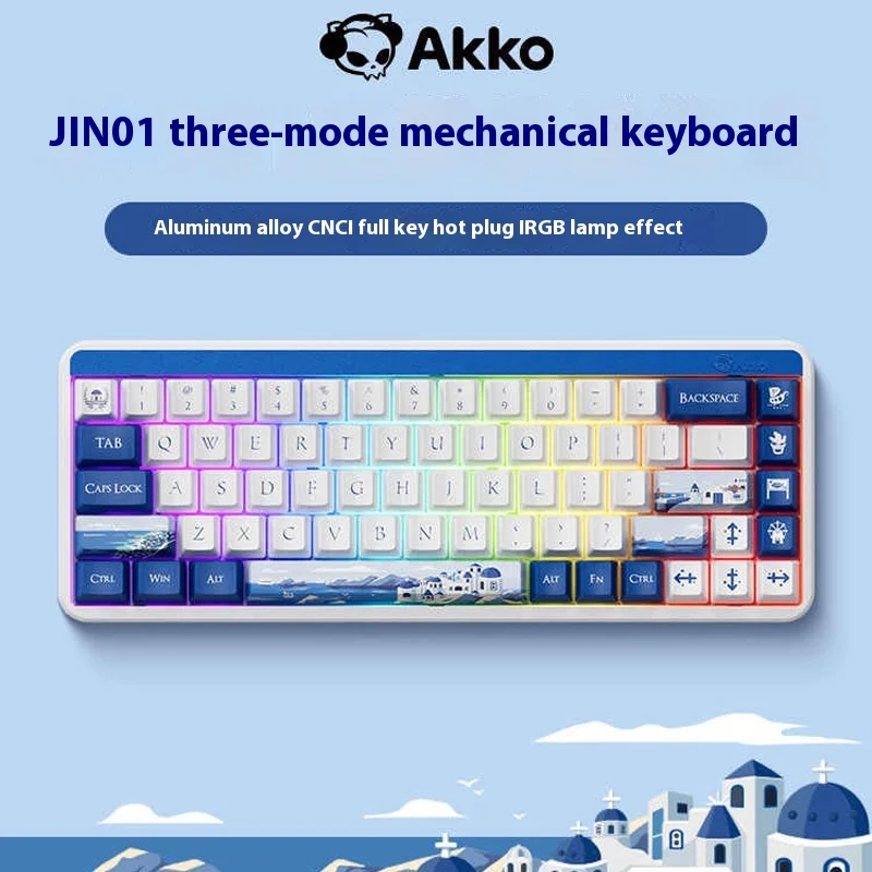 

Akko Jin01 Aluminum Alloy Three-Mode Mechanical Keyboard 68-Key Hot-Swappable Gasket Structure E-Sports Game Mechanical Keyboard