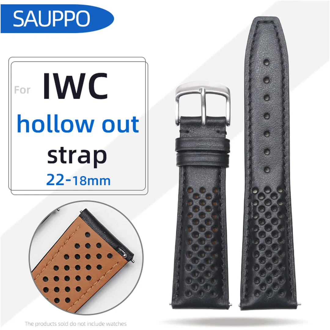 

22mm Genuine Leather Watch Band for Men, Premium Top Grain Calfskin Strap Compatible with IWC, TAG Heuer, Luxury Replacement Wat