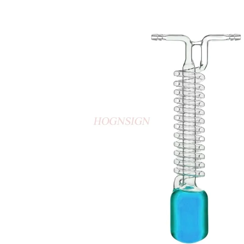 High borosilicate glass serpentine cold hydrazine water condenser vacuum cold trap integrated condenser tube