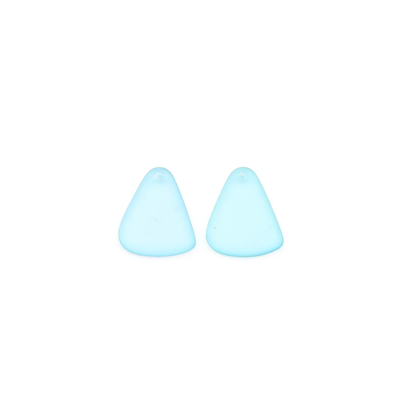 8Seasons Resin Sea Glass Charms Pendants Triangle Lake Blue Green Transparent Clear Frosted Pendants DIY Jewelry 20mmx 15mm,5pcs