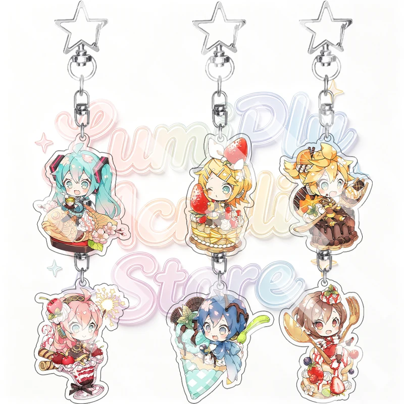 Llavero de acrílico de la serie de postres KAITO de Hatsune Miku, Kagamine Rin y Len, diseño Kawaii, de la cantante virtual de anime, regalos de dibujos animados.