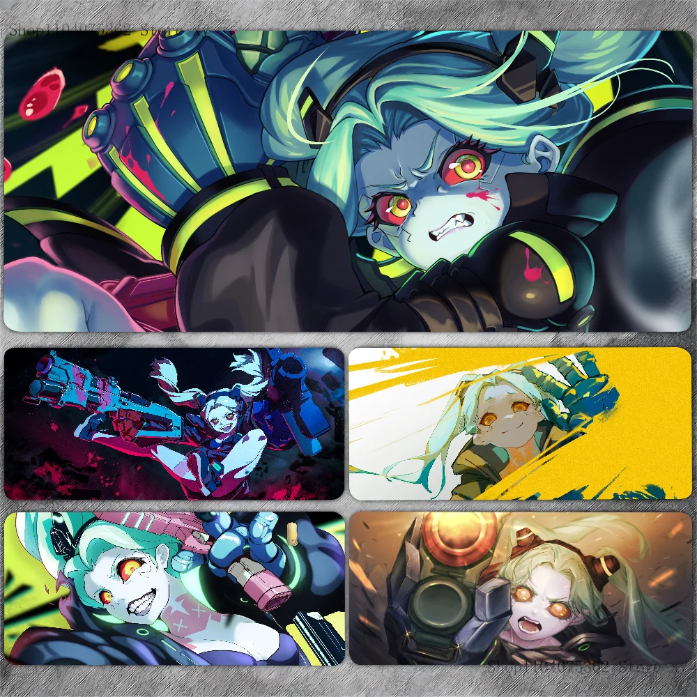 Anime Game C-Cyberpunk E-Edgerunners Rebecca Mousepad Large Keyboard Desk Mat Gaming Mouse Pad LockEdge Non-slip Mat