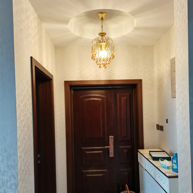 مطلي بالنحاس بالكامل، ما بعد الحداثة، فاخر خفيف، كريستال، غرفة المعيشة، غرفة الطعام، الثريا، غرفة النوم، إبداعي، مائي #4