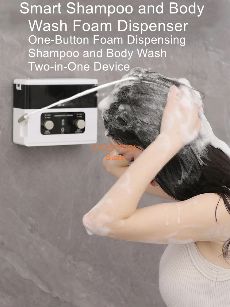 Wall-Mounted Electric Foam Dispenser for Bathing and Shampooing in the Bathroom with Sensor-Activated Foam Soap Dispenser