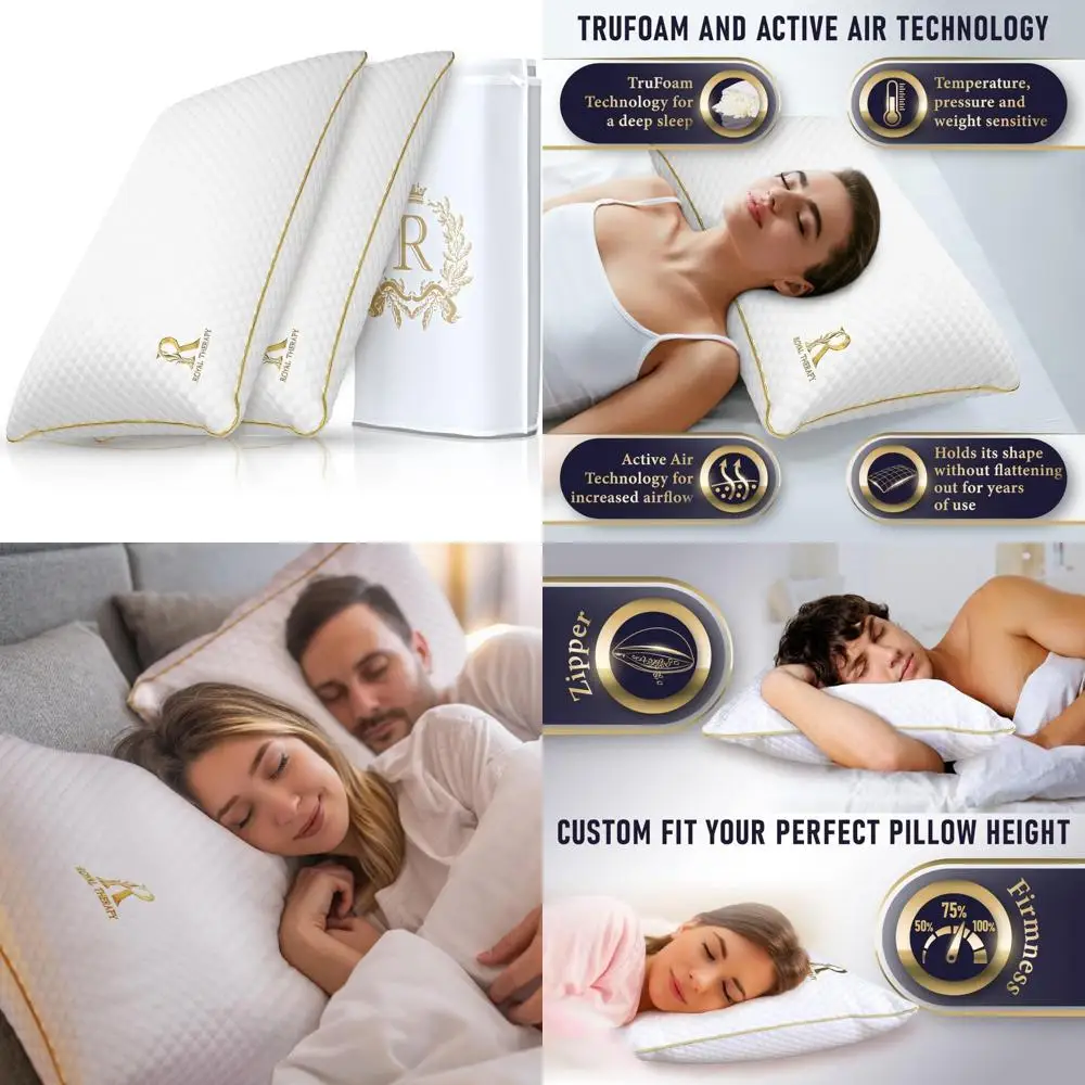 

Queen Size Memory Foam Pillows Set - Shredded Foam with Bamboo Rayon Cover, Ideal for Side Sleepers