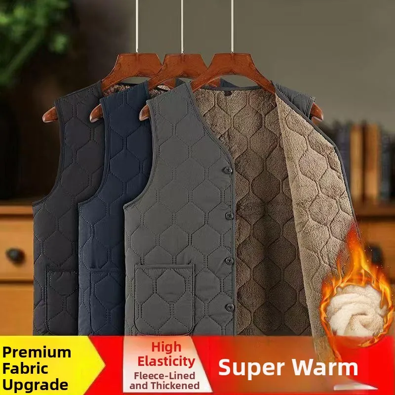 

Men's Winter Windproof Warm Vest Jaet Top Thermal Middle-Aged And ly Large Size Faion Urban Casual Color