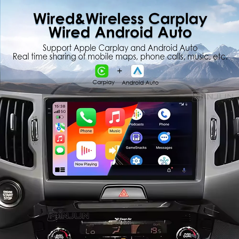 วิทยุติดรถยนต์ Android 15 Qualcomm สำหรับ KIA Sportage 3 Sportage R 2010-2016 ระบบไร้สาย Android Auto Carplay เครื่องเล่นมัลติมีเดีย สเตอริโอในรถยนต์