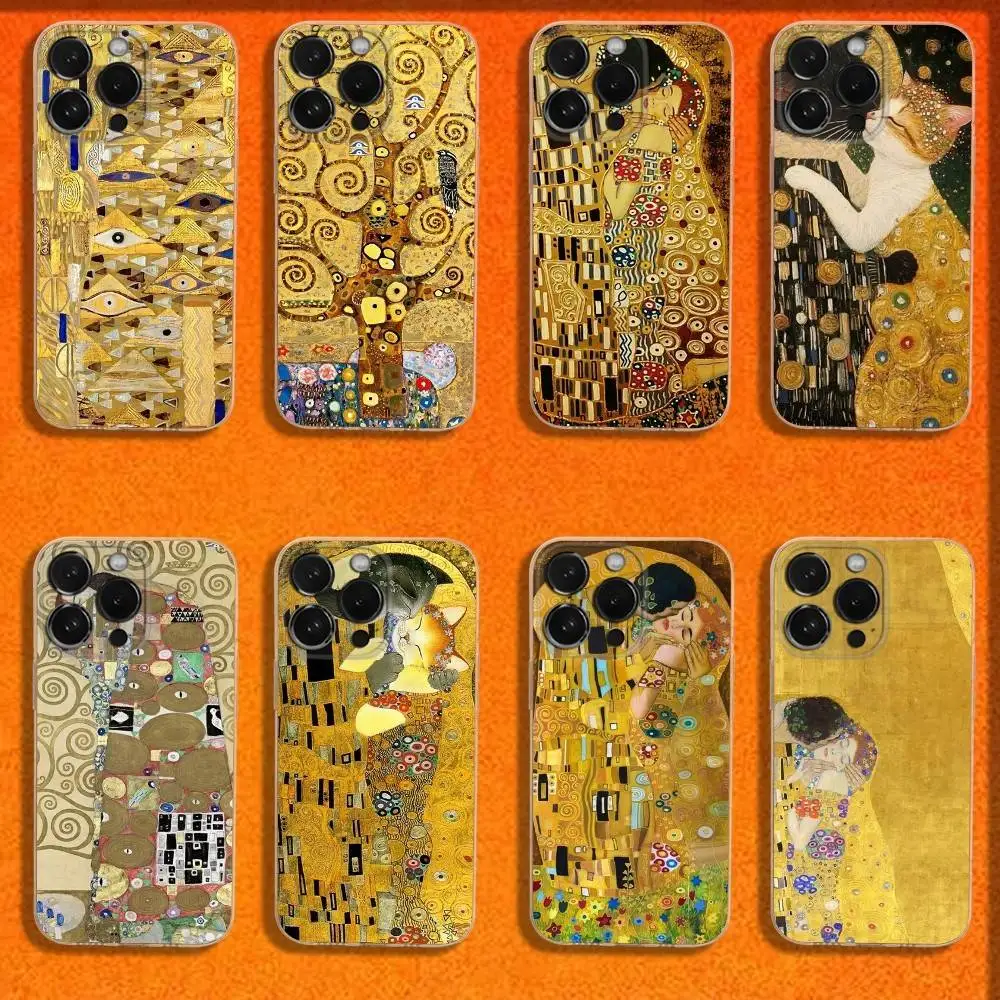 

The Art of Gustav Klimt Phone Case For iPhone 16,15,14,13,12,11 Plus,Pro,Max,XR,XS,Plus,E,SE4,Mini Transparent Cover
