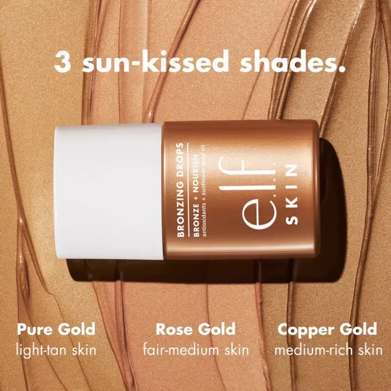 

Elf Bronzing Drops Essence 30ml Bronze Nourish Antioxidant Sunflower Seed Oil Glow Nourishing Shimmer Makeup Cosmetics Skin Care