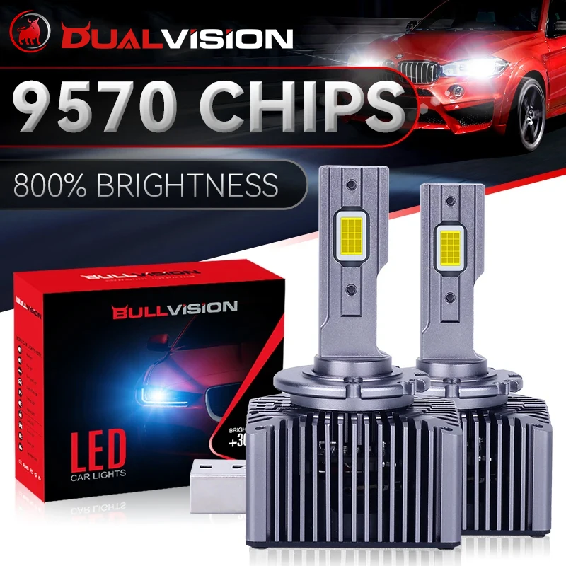 Dualvision D3S LED Canbus HID D1S D2S D4S D5S D8S D1R D2R D3R D4R Two-sided 9570 CSP Chip Car Light 1:1 Size 6500K 12V Plug&Play