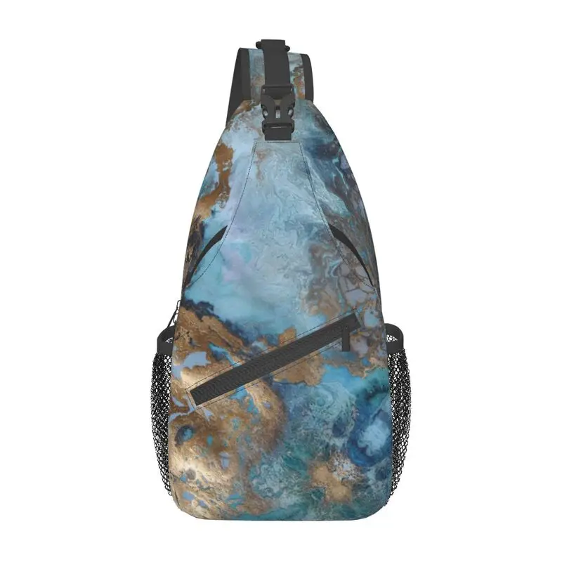 Marmor Textur Druck Schlinge Brusttasche benutzer definierte Schulter Cross body Rucksack für Männer Reisen Wandern Tages rucksack