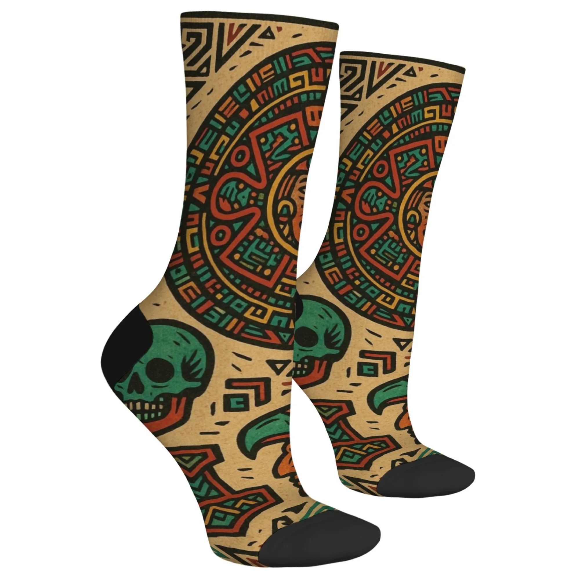 Harajuku Retro Inca Style Printed Men's Socks Comfortable Breathable Non-Slip Casual Socks Street Style Hip Hop Crew Socks Gift