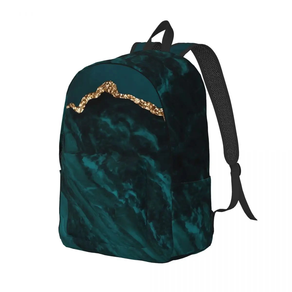 Gold Marble Backpack Blue and Green Fashion Backpacks Student Unisex Outdoor Style Soft School Bags Colorful Rucksack