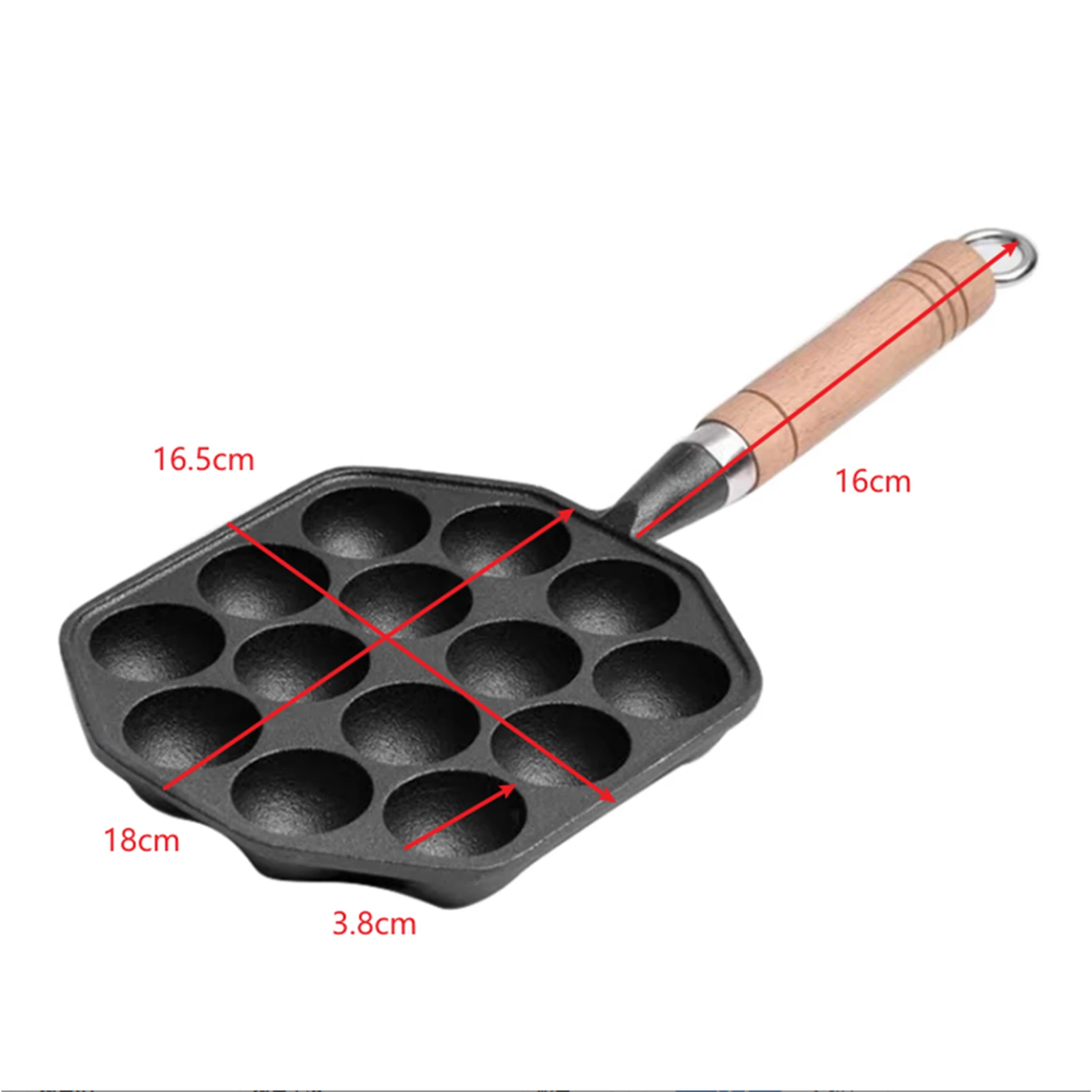Takoyaki Grill Pan Easy To Clean Cast Iron Octopus Meat Ball Mold Maker Detachable Handle Nonstick 14 Holes for Home view 5