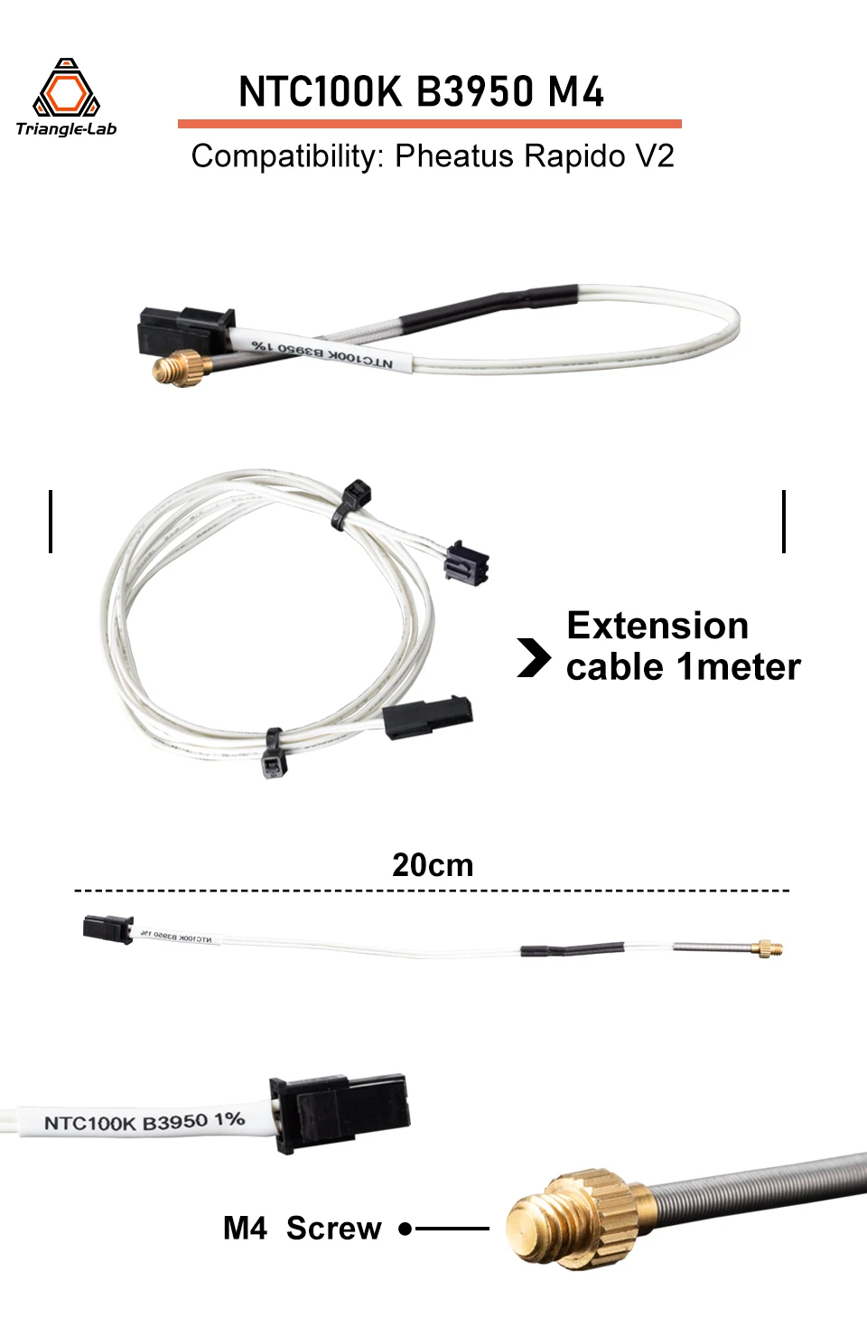 Trianglelab RAPIDO V2 Keramik-Heizkit HeatBlock K500 Thermoelement M4 104GT-2 100K 3950 PT1000 für Rapido V2.0 HOTEND – Detail 8
