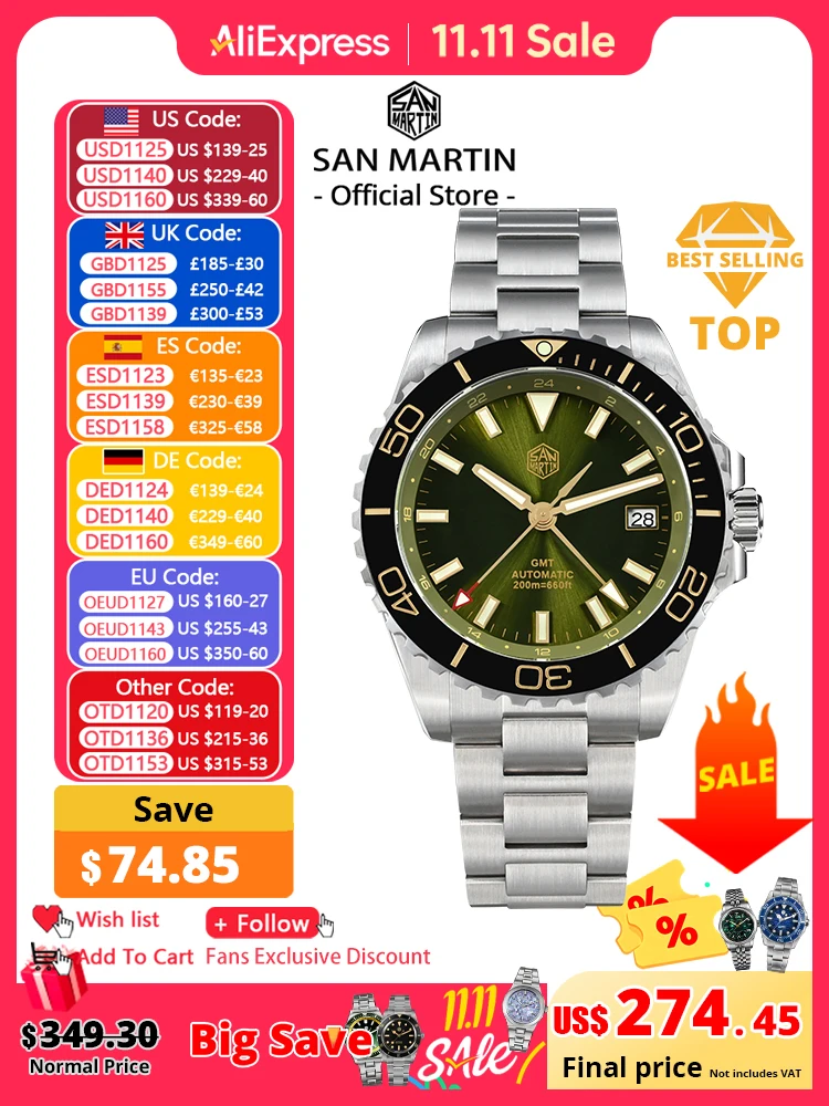 Seiko Watch Prospex - Reloj San Martin Diver GMT de