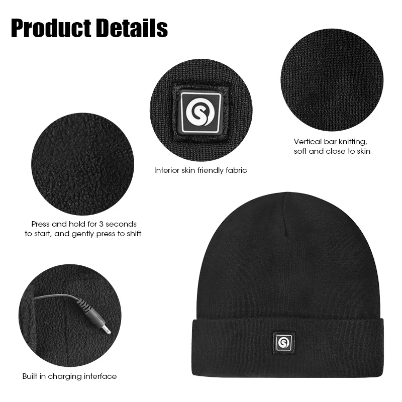 SNOW DEER-Sombrero calefactable recargable para hombres y mujeres, gorras de ciclismo, gorra de calefacción de motocicleta eléctrica, accesorios de