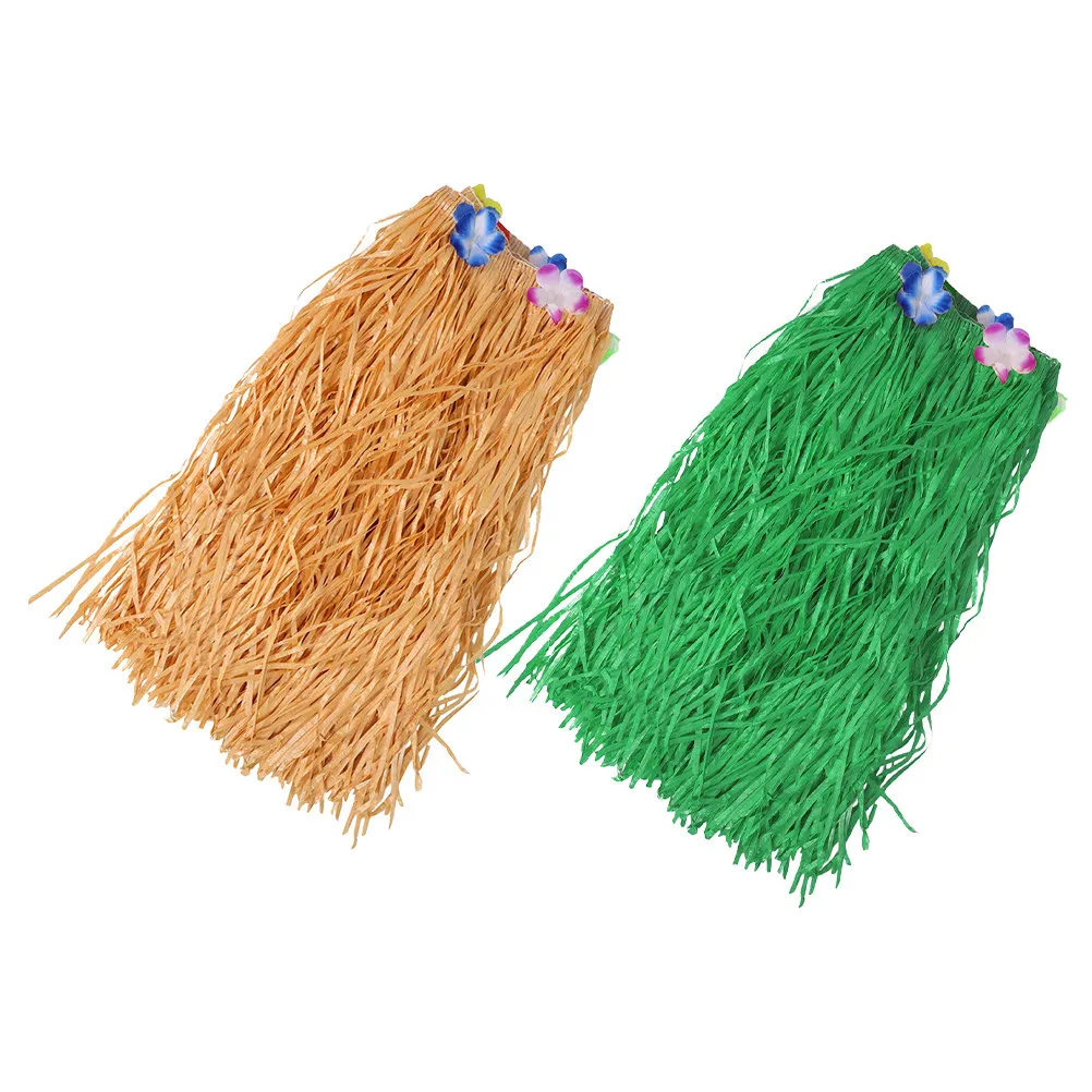 2 pcs Hawaiian Table Skirt Party Luau Birthday Wedding Decoration Halloween Christmas New Year Beach Party Table Decor Grass