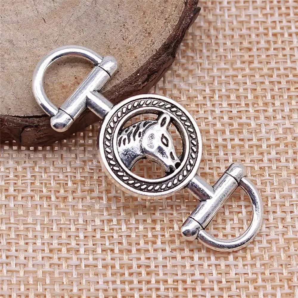 100 PCS Antique Silver Color Horse Head Connectors 43x16MM For