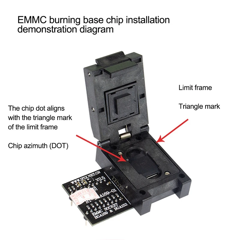 RT-BGA169-01 BGA169 / BGA153 adattatore EMMC V2.5 con scatola di rimbalzo BGA da 4 pezzi per programmatore RT809H