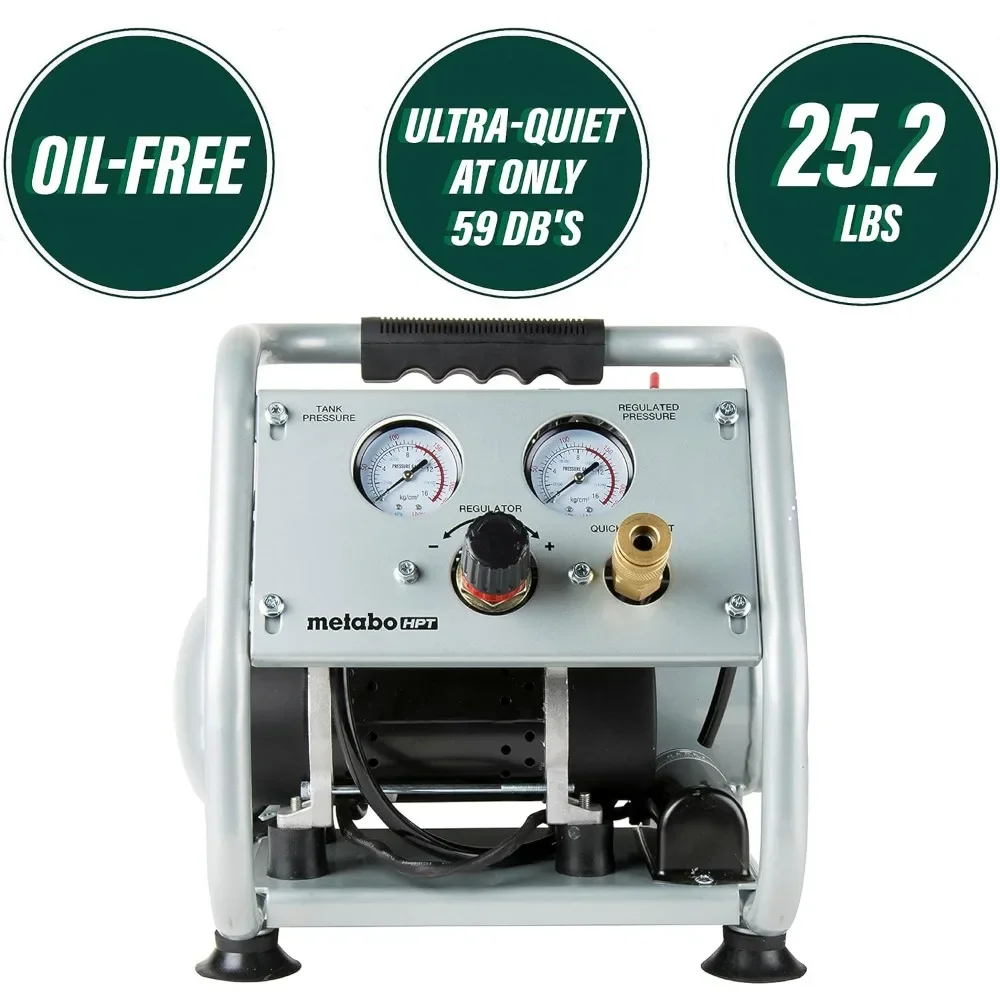 Quiet Air Compressor 125 PSI 1 Gallon Oil-free Pump Provides High Durability with No Maintenance