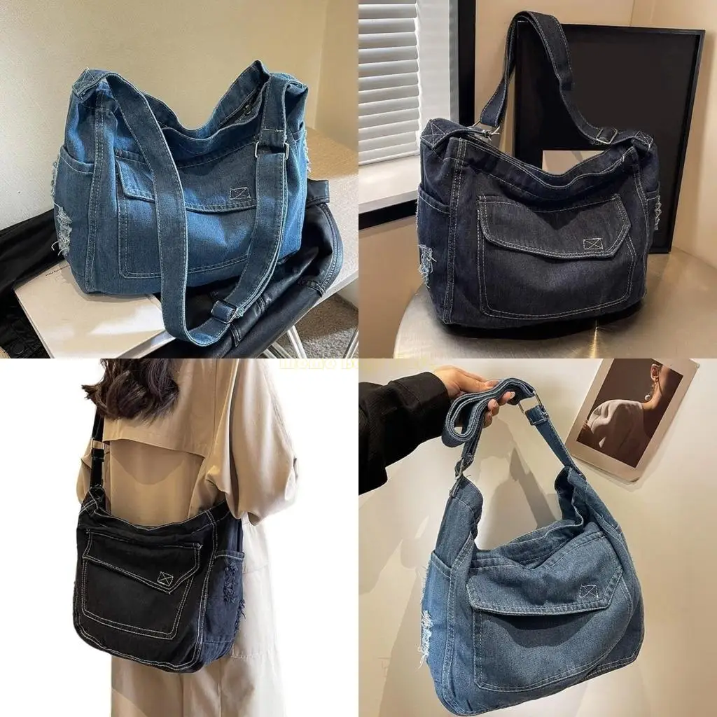 

X90D Denims Shoulder Bag for Women Large Capacity Messengers Bag Casual Crossbody Bag
