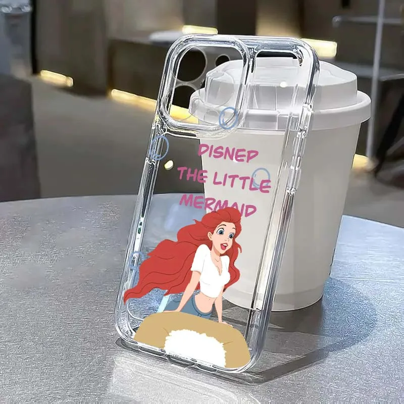 

Disney Little Mermaid Cartoon Phone Case For Apple iPhone 17 Air 16e 16 15 14 13 12 11 Mini Pro Max Plus Transparent Soft Cover