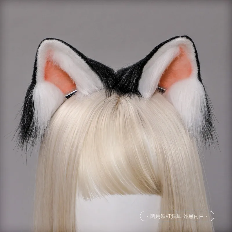 Plush Ear Hair Clip Headband Lolita Furry Cat Fox Dog Bat Devil Bunny Leopard Pig Wolf  Party  Anime Costume Halloween